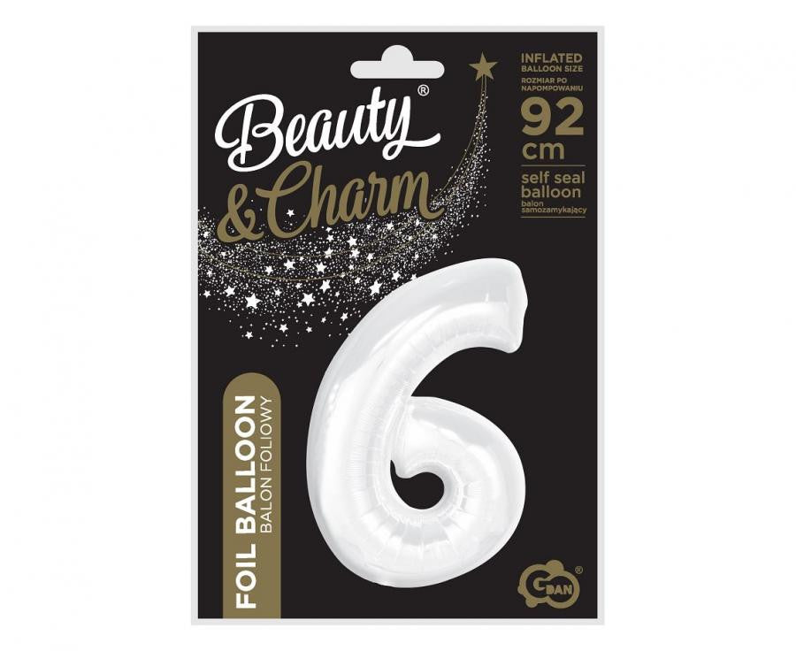 Folijas balons "Cipars B&C", balts, 92 cm
