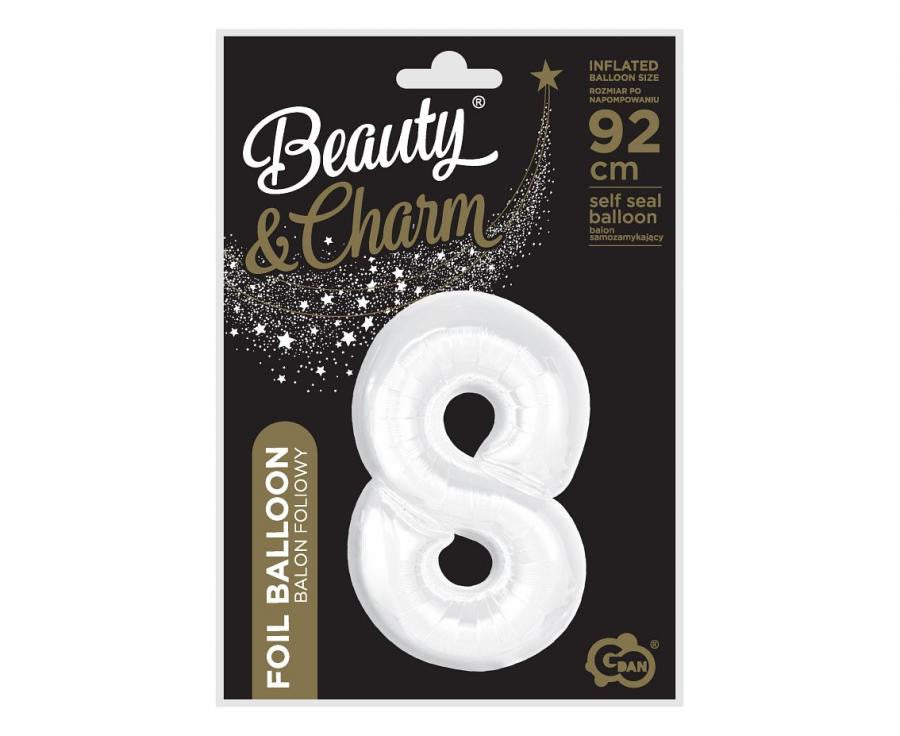 Folijas balons "Cipars B&C", balts, 92 cm