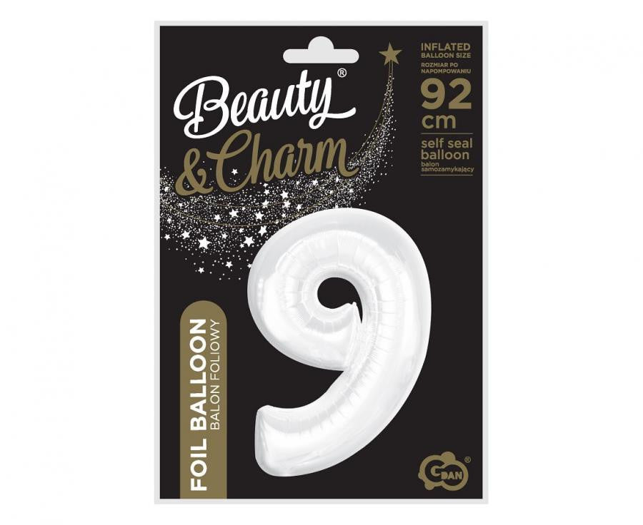 Folijas balons "Cipars B&C", balts, 92 cm