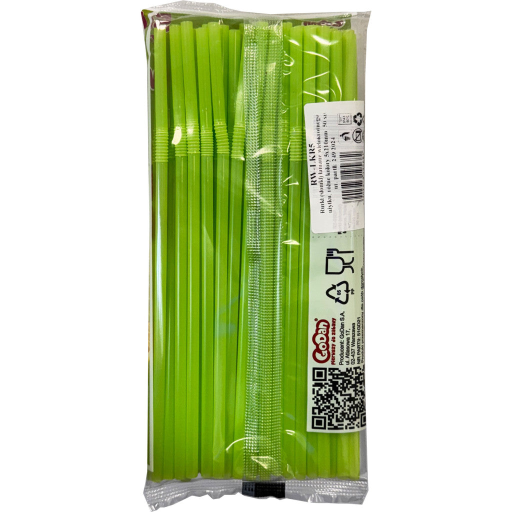 Zaļas krāsas plastmasas salmiņi 50 gab.