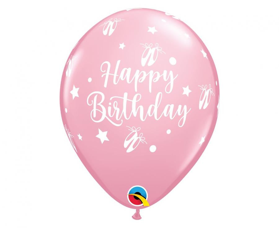Daudz laimes dzimšanas dienā pasteļrozā balerīna, balerīnas balons, 6 baloni, 28 cm (11 collas)