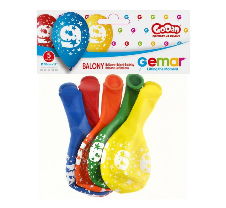 Daudz laimes dzimšanas dienā! Daudz laimes dzimšanas dienā! 9 zvaigžņu baloni, 5 gab. 12 collas (30 cm)