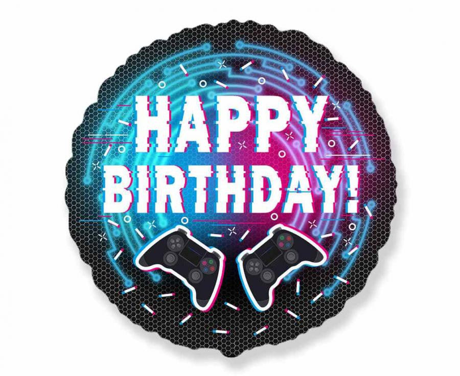 Folijas balons "Gamer Happy Birthday" ar kontrolieri 46 cm (WP)