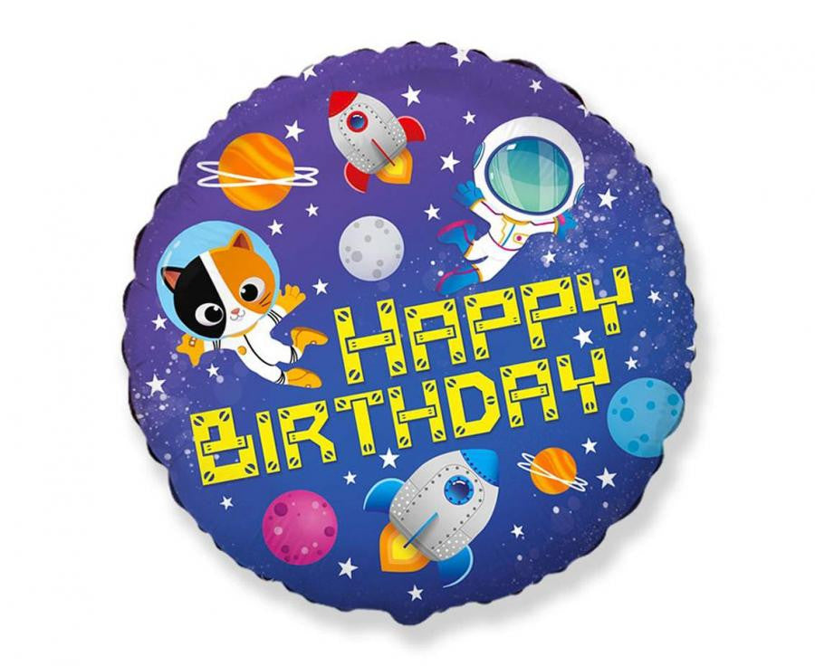 Daudz laimes dzimšanas dienā, Daudz laimes dzimšanas dienā, kosmoss, folijas balons 46 cm (WP)