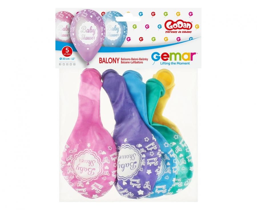 Metāliski mazuļa dušas baloni, 5 gab., 12 collas (30 cm)