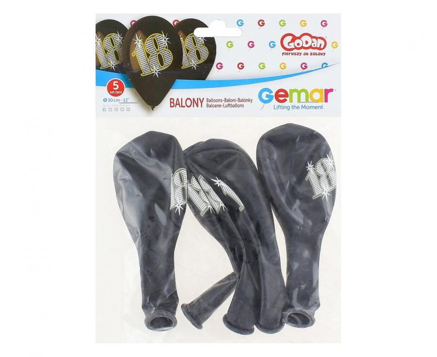 Daudz laimes dzimšanas dienā, melni, 18 baloni, 5 gab., 12 collas (30 cm)
