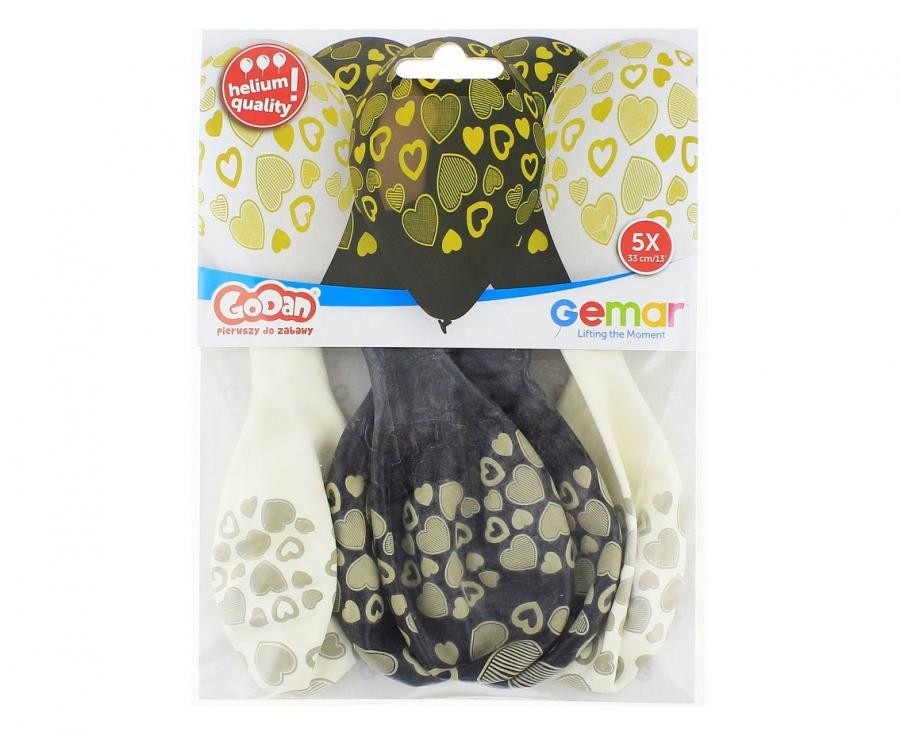 Mīlestības zelta sirdis, sirds formas baloni, 5 gabali, 13 collas (33 cm)