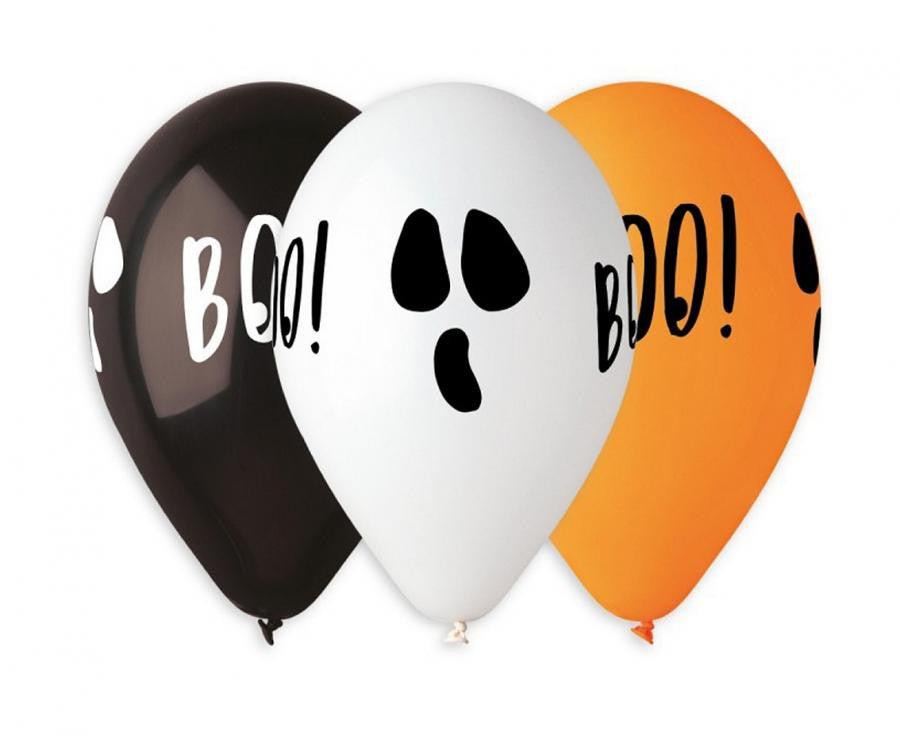 Helovīna BOO gaisa baloni, 5 baloni, 12 collas (30 cm)