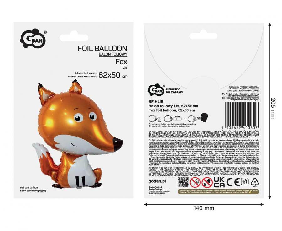 Folijas balons "Sēdoša lapsa" 62 cm