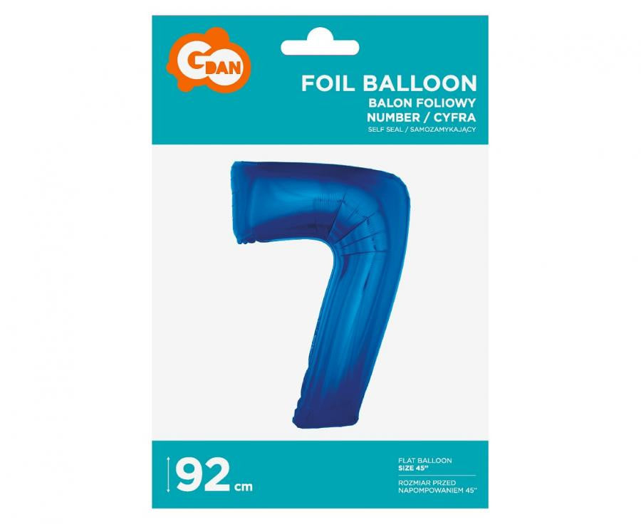 Folijas balons "Cipars B&C" ar zilu skaitli 7, 92 cm