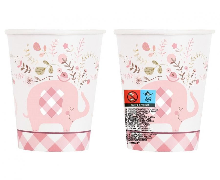 Ziloņu rozā papīra krūzītes 8 gab. 266 ml