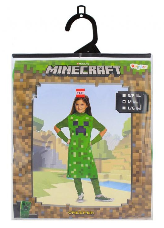 Minecraft Creeper klasiskais meitenes kostīms 7-8 gadi