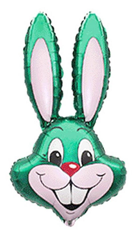 Folijas balons "Trusītis, zaļš trusītis, zaļa galva", 36 cm (WP)
