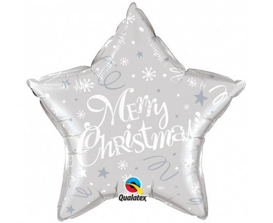 Folijas balons "Priecīgus Ziemassvētkus" "Sudraba zvaigzne" 51 cm