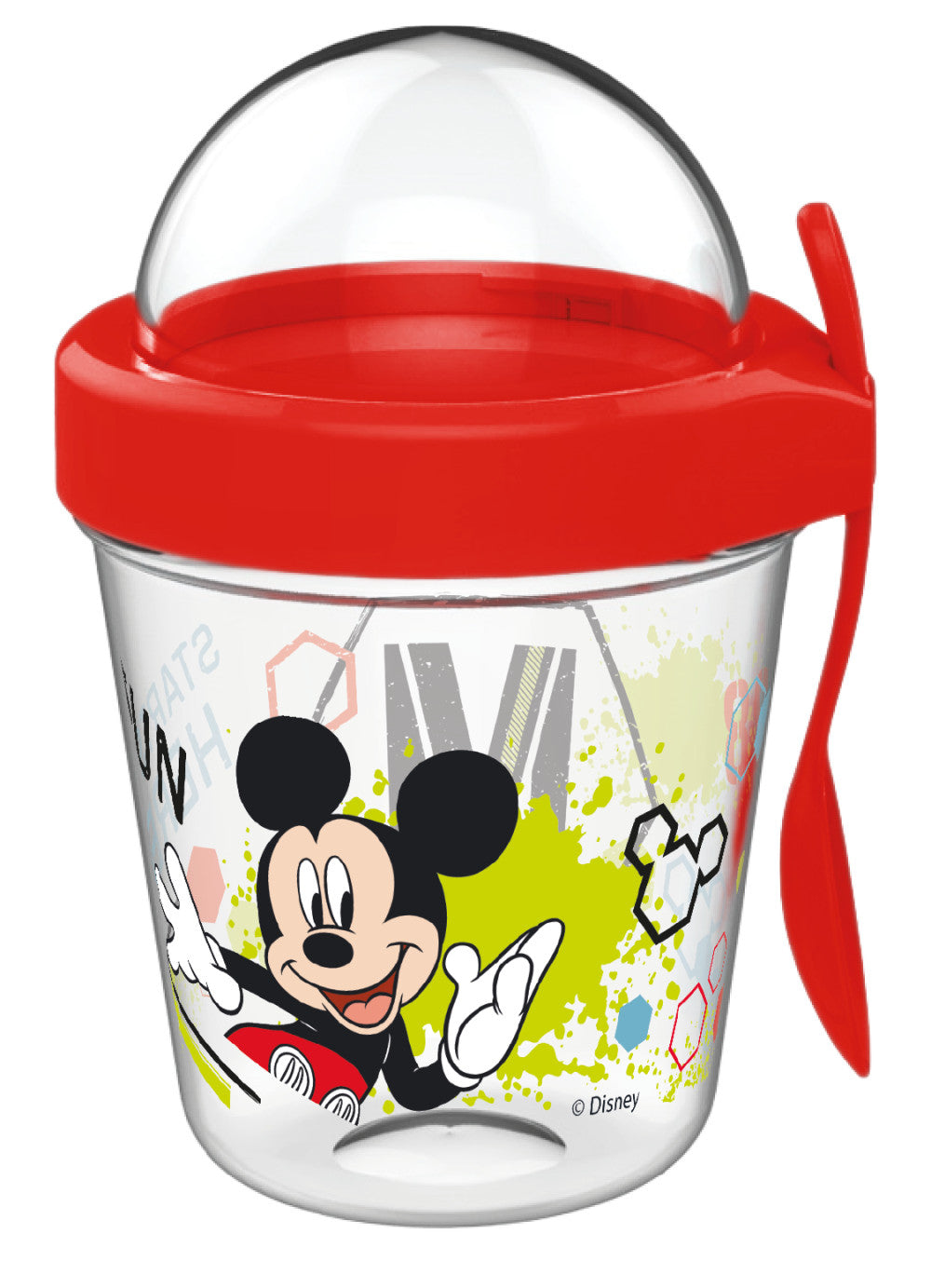 Disney Mickey uzkodu krūzīte ar vāku un karoti 350 ml