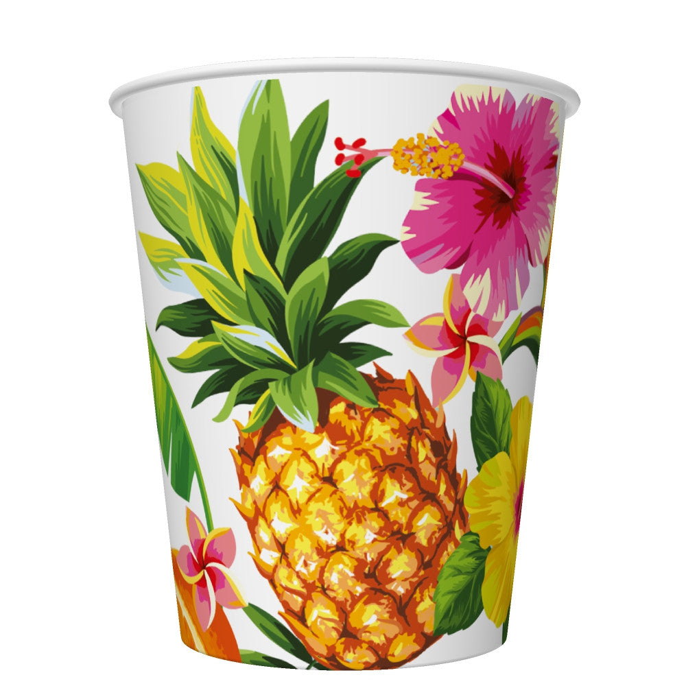 Krāsu miksa tropu papīra krūzīšu komplekts, 8 gab. - 250 ml