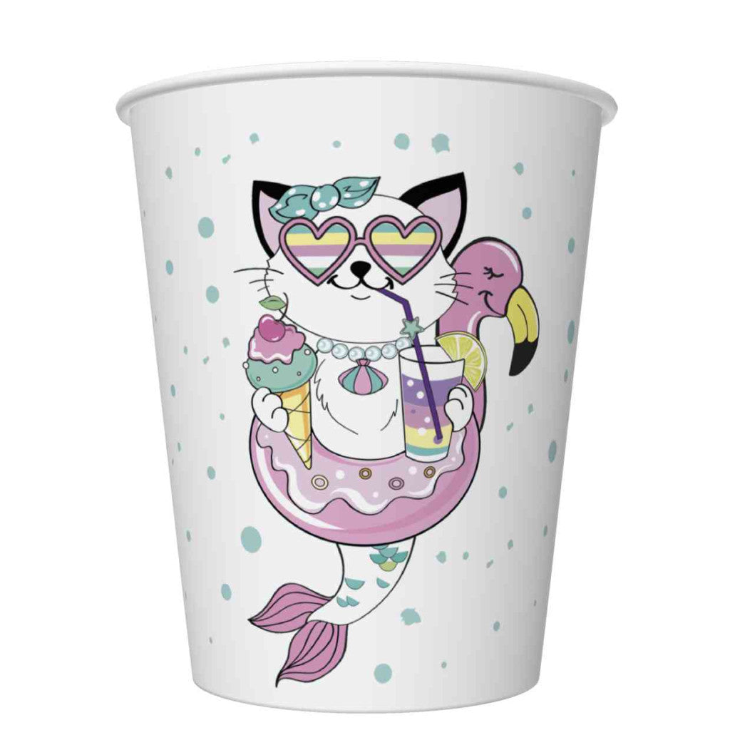 Animals Cat Vibes papīra krūzīšu komplekts (8 gab.), 250 ml