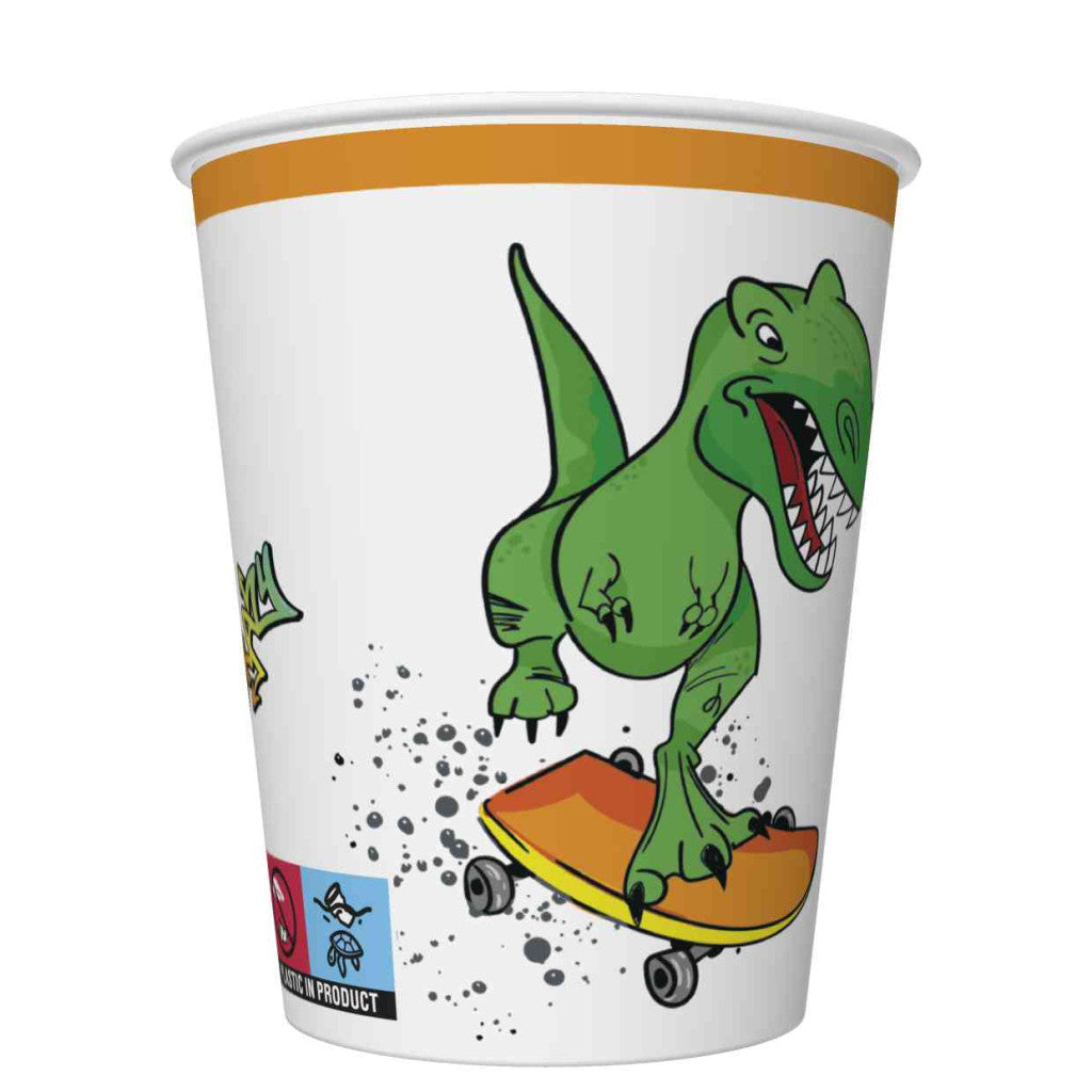 Dinozauru trakās papīra krūzītes 8 gab. 250 ml