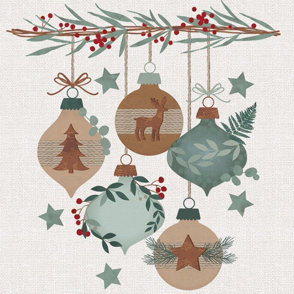 Ziemassvētku Graphic Eco Baubles salvetes, 20 gab. iepakojumā, 33x33 cm