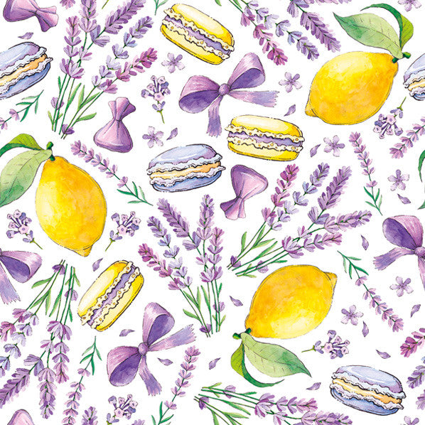 Salvešu komplekts ar cepumu laimu un lavandas garšu "Macaron" (20 salvetes), 33x33 cm