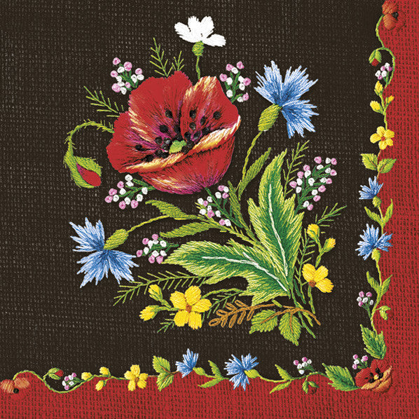 Krāsainas izšūšanas tautas izšūšanas salvetes 20 gab. 33x33 cm