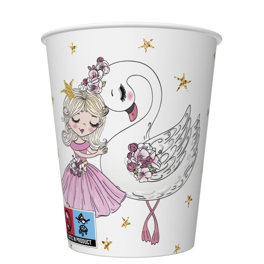 Balets ar gulbi Balerīna papīra krūzītes 8 gabali 250 ml