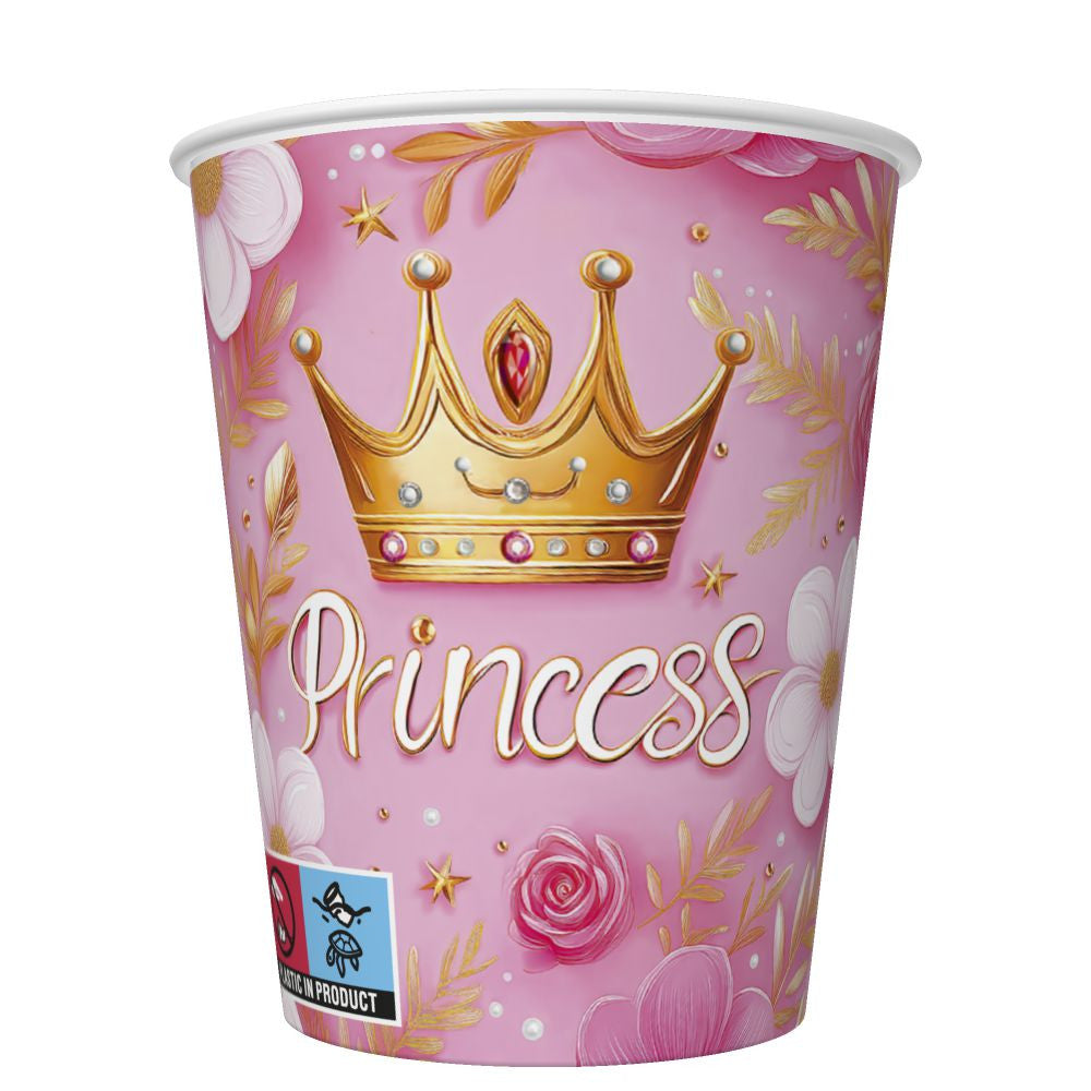 Princeses kroņprinceses papīra krūzītes 8 gab. 250 ml