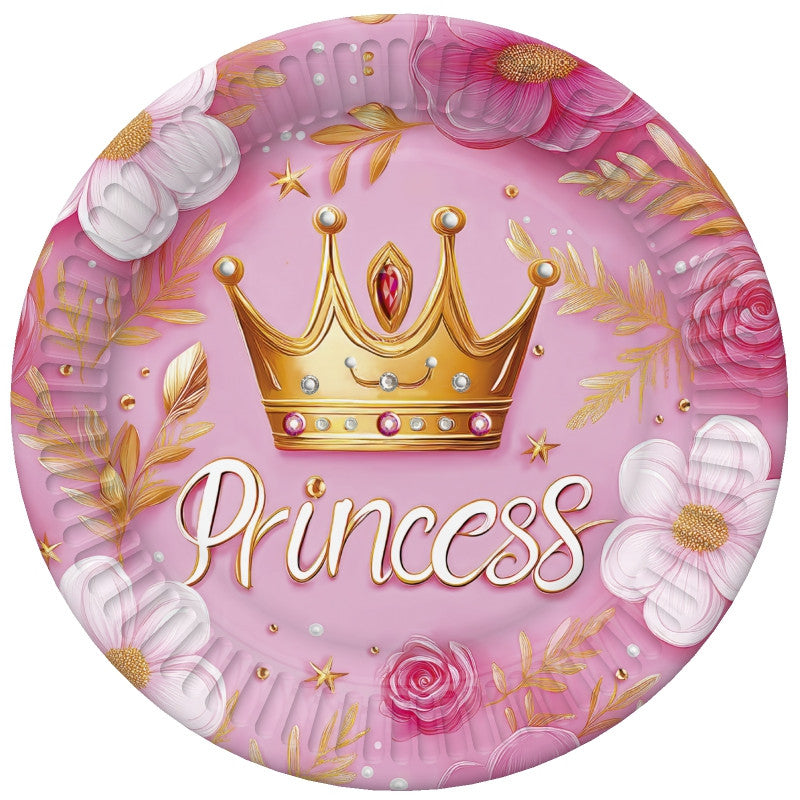 Princeses kroņprinceses papīra šķīvju komplekts, 8 gab., 22,7 cm