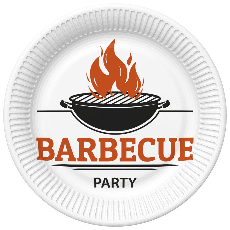 BBQ ballītes bārbekjū papīra šķīvji, 8 gab. iepakojumā, 22,7 cm
