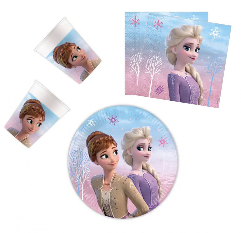 Disney Frozen Wind ballīšu komplekts ar 36 detaļām un 20 cm šķīvi