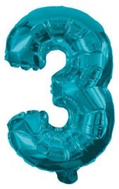 Folijas balons "Cipari Mini" 3, zils, 32 cm