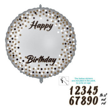 Daudz laimes dzimšanas dienā, pielāgojams folijas balons 46 cm