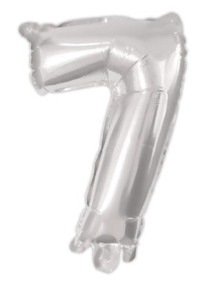 Sudraba krāsas folijas balons "Cipars 7", 95 cm