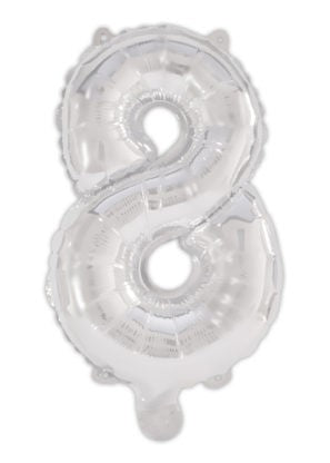 Sudraba krāsas folijas balons "Cipars 8", 95 cm
