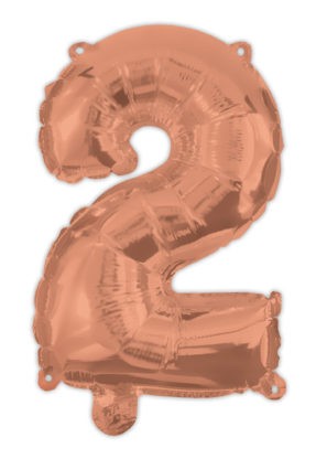 Folijas balons "Cipars 2" rozā zelta krāsā, 95 cm