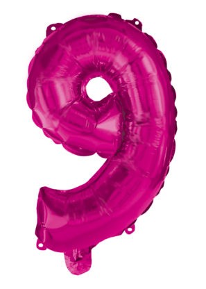 Folijas balons "Cipars 9", 95 cm, rozā