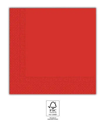 Krāsainas, vienkrāsainas, sarkanas salvetes, 20 gab., 33x33 cm, FSC