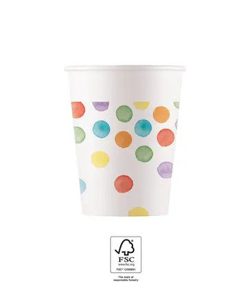 Colour Dots papīra krūzītes 8 gab. 200 ml FSC