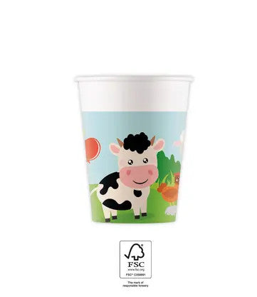 Papīra krūzītes "Farm Party" 8 gab. 200 ml FSC