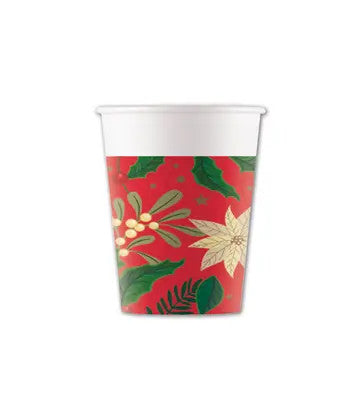Ziemassvētku ostmalas puansetijas papīra krūzītes 8 gab. 200 ml FSC