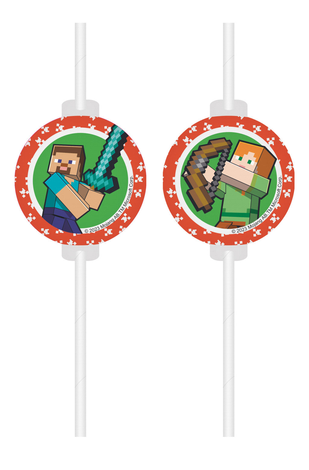 Minecraft zaļie papīra salmiņi, 4 gabalu komplekts FSC