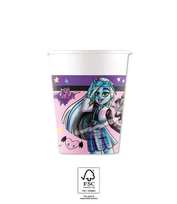 Monster High Friends papīra krūzītes 8 gab. 200 ml FSC