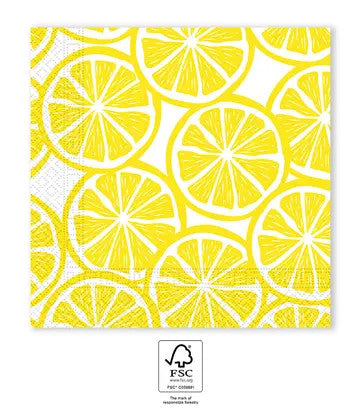 Colour Slices Lemon salvetes, 20 gab. iepakojumā, 33x33 cm FSC