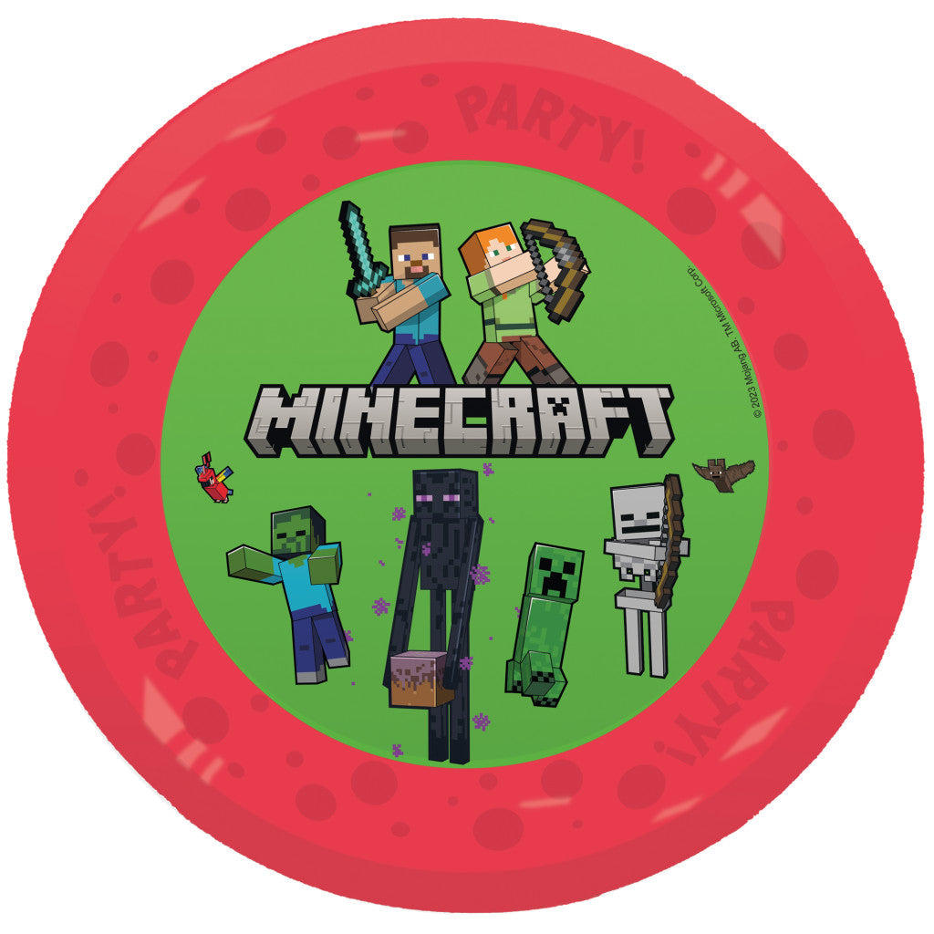 Minecraft Party mikro augstākās kvalitātes plastmasas vakariņu šķīvju komplekts, 4 daļas, 21 cm