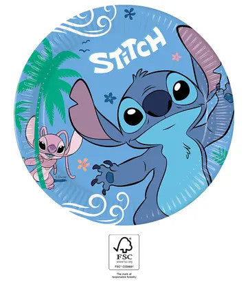 Disney Lilo un Stitch eņģeļu papīra šķīvji 8 gab. 23 cm FSC