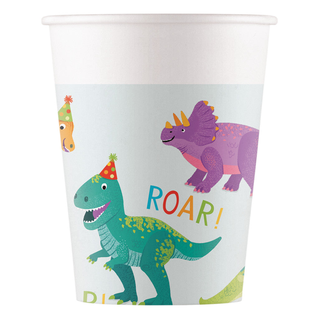 Dinozauru ballītes papīra krūzītes 8 gab. 200 ml FSC
