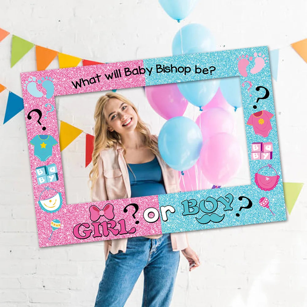 Dzimuma atklāšanas ballītes foto rāmis