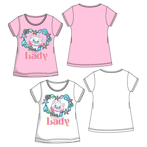 Disney Marie Lady bērnu kaķa īsroku T-krekls, topiņš 3-6 gadi