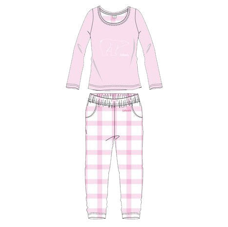 Ushuaia Pink Plaid Pink Polar Bear sieviešu pidžama S-XXL
