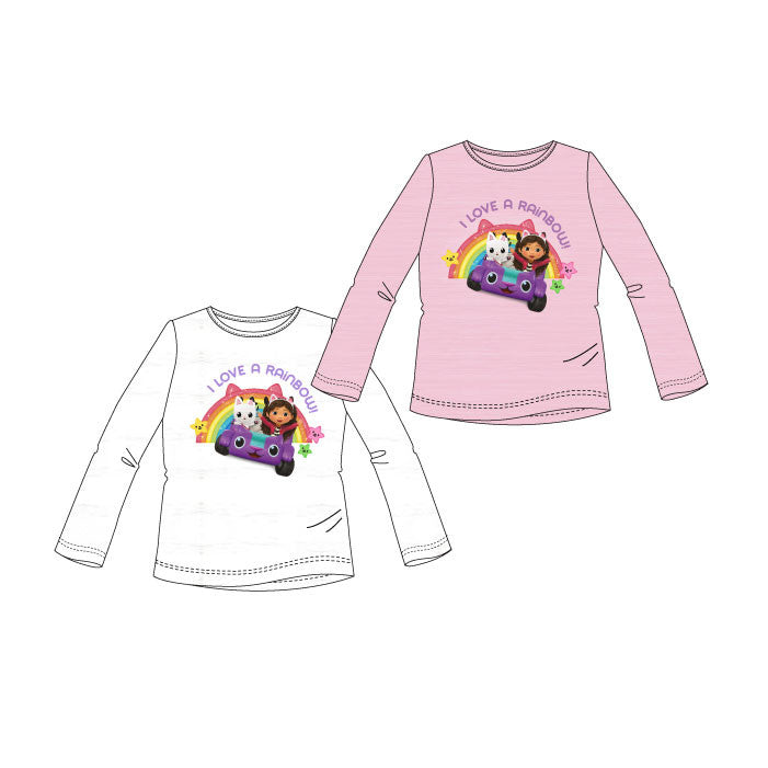 Gabby's Dollhouse Rainbow bērnu krekls ar garām piedurknēm, topiņš 3-8 gadi